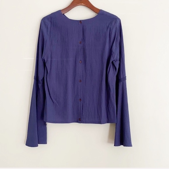 MO:VINT Dusty Blue Bell Sleeve Top - Picture 4 of 9